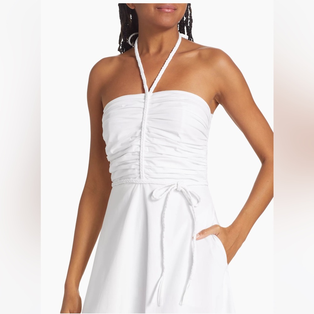 Veronica beard nwt white linen halter midi